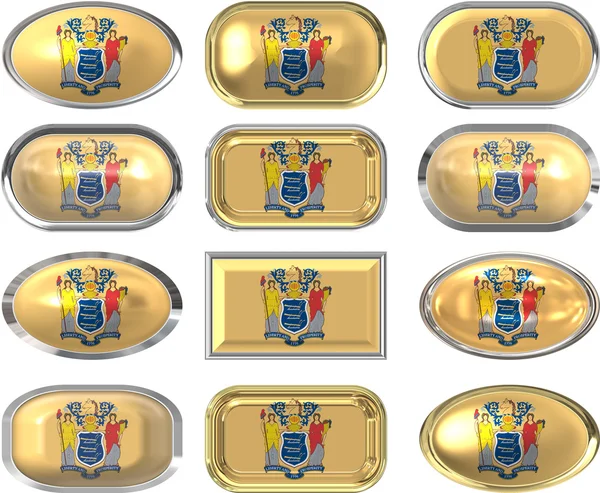 12 pulsanti della Bandiera del New Jersey — Foto Stock