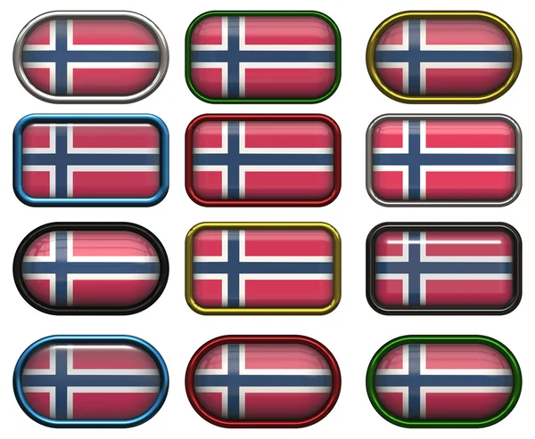 12 pulsanti della bandiera norvegese — Foto Stock