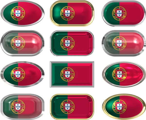 12 buttons of the Flag of Portugal — Stock Photo, Image