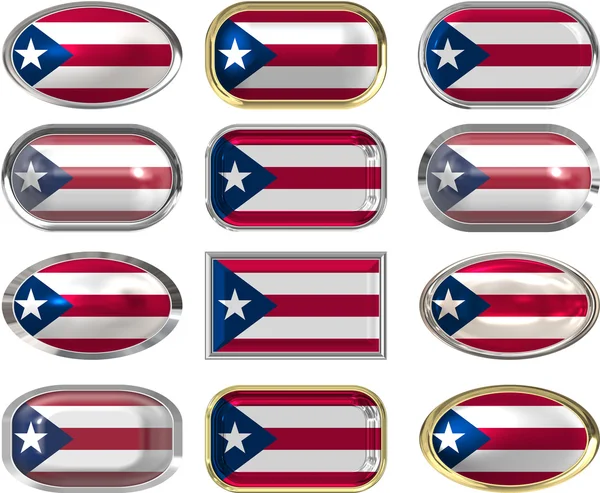 12 pulsanti della bandiera di Porto Rico — Foto Stock