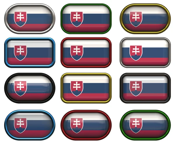 12 botões da Bandeira da Eslováquia — Fotografia de Stock