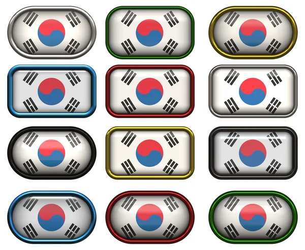 12 кнопок флага Республики Корея — стоковое фото