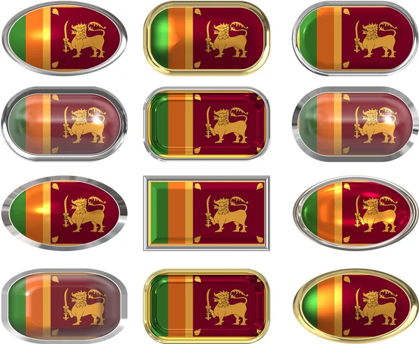 12 botões da Bandeira do Sri Lanka — Fotografia de Stock