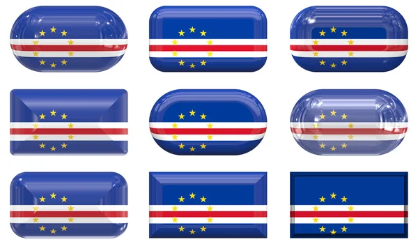カーボベルデの国旗の 9 つのガラスのボタン — ストック写真