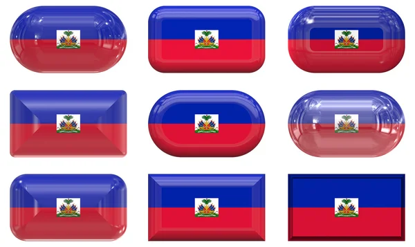Nine glass buttons of the Flag of Haiti — Stock Photo, Image