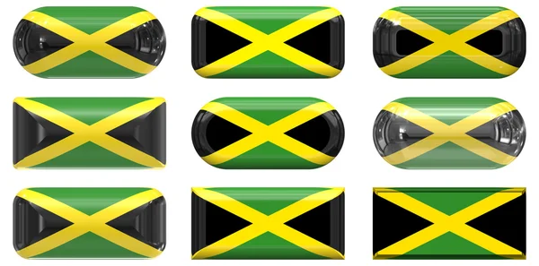 Devět skla tlačítka vlajka Jamajka — Stock fotografie
