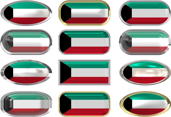 十二个按钮的国旗的科威特 — 图库照片