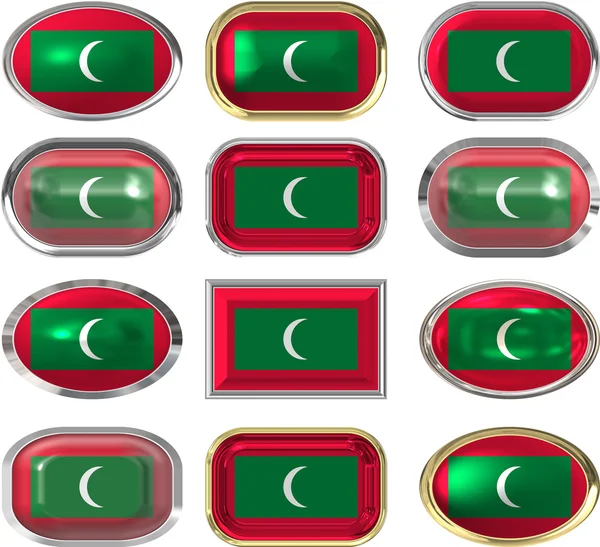Dvanáct tlačítka vlajka Malediv — Stock fotografie