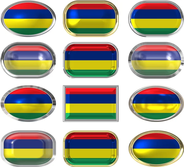 Doze botões da Bandeira da Maurícia — Fotografia de Stock