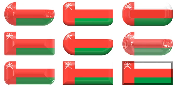 Nove botões de vidro da Bandeira de Omã — Fotografia de Stock