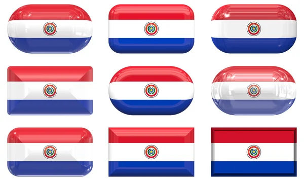 Εννέα γυαλί κουμπιά του τη σημαία της Παραγουάης — Φωτογραφία Αρχείου