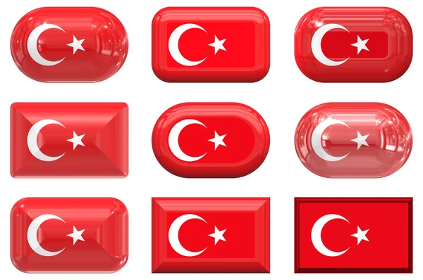 Εννέα γυαλί κουμπιά της σημαίας της Τουρκίας — Φωτογραφία Αρχείου