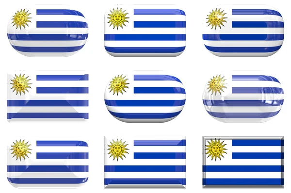 ウルグアイの旗の 9 つのガラスのボタン — ストック写真