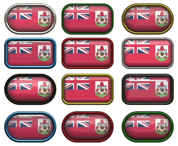 Doze botões da Bandeira das Bermudas — Fotografia de Stock
