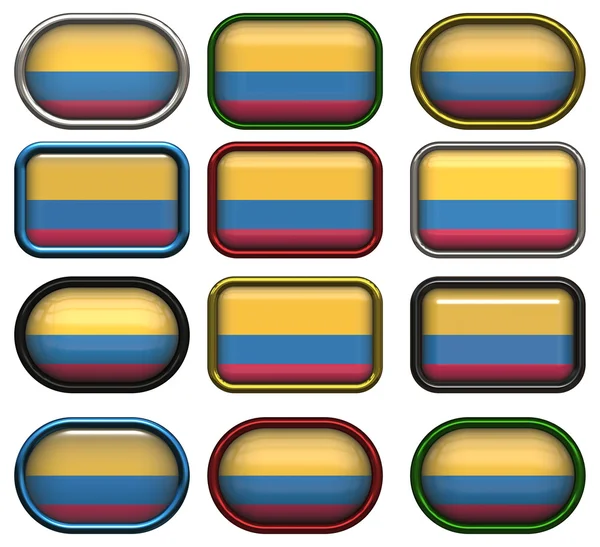 Dvanáct tlačítka vlajka Kolumbie — Stock fotografie