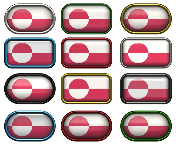 Doze botões da Bandeira da Groenlândia — Fotografia de Stock