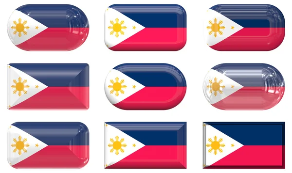 Εννέα γυαλί κουμπιά της σημαίας της Φιλιππίνες — Φωτογραφία Αρχείου