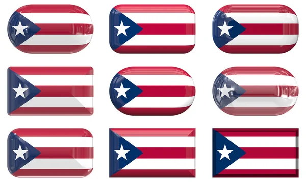 Neuf boutons en verre du Drapeau de Porto Rico — Photo