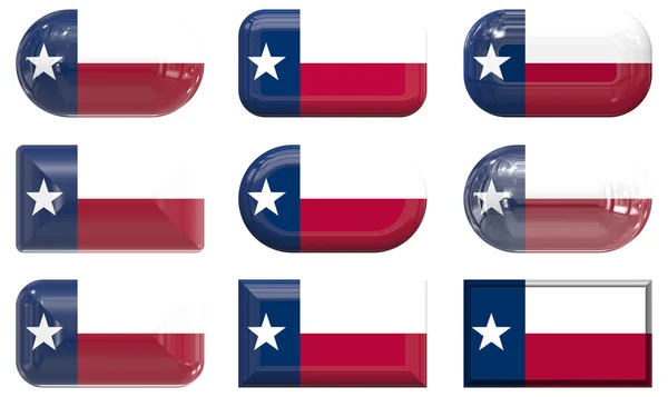 Nine glass buttons of the Flag of Texas — Stock Photo, Image