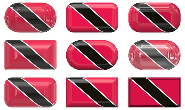 Nove pulsanti di vetro della Bandiera di Trinidad Toba — Foto Stock
