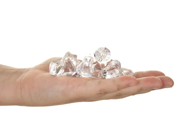 Handvol diamanten — Stockfoto