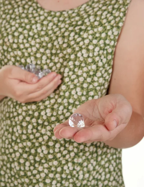 Handful of diamonds and one for you — Stock Photo, Image