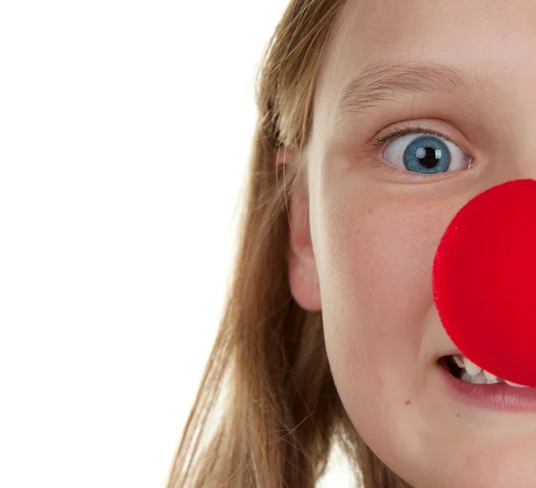 Girl with red nose — Stock Photo, Image