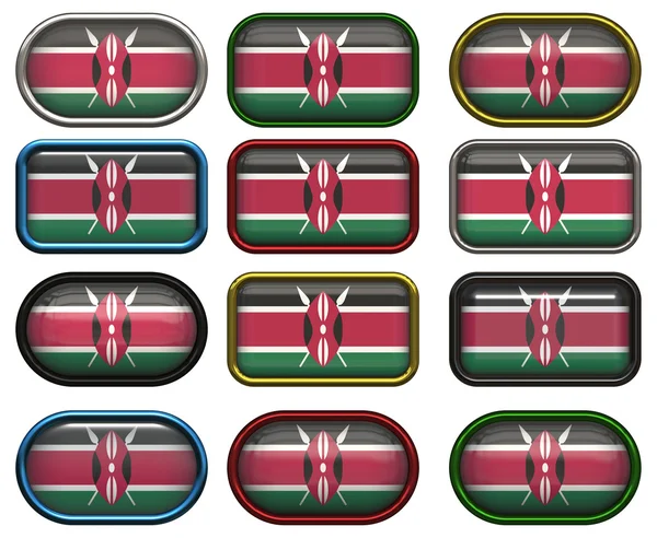 12 个按钮的旗子的肯尼亚 — 图库照片