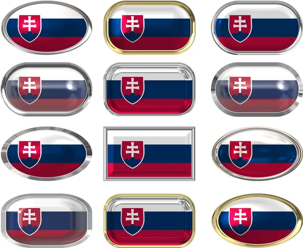 12 boutons du Drapeau de Slovaquie — Photo