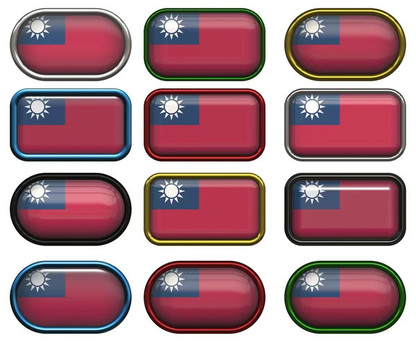 12 boutons du drapeau de Taiwan — Photo