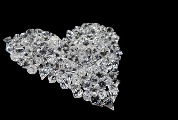 Heart of diamonds on black — Stock Photo, Image
