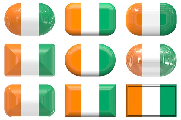Nove botões de vidro da Bandeira da Costa do Marfim — Fotografia de Stock