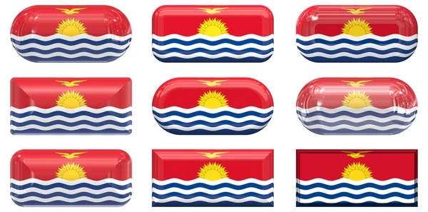 Devět skla tlačítka vlajka kiribati — Stock fotografie