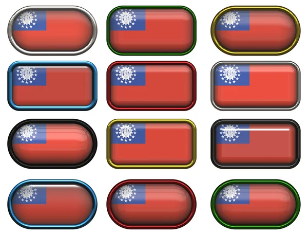 Twelve buttons of the Flag of Myanmar — Stock Photo, Image