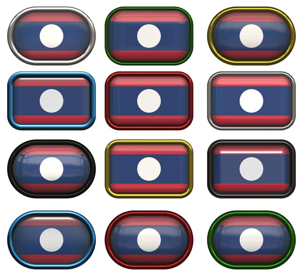 Doce botones de la Bandera de Laos —  Fotos de Stock