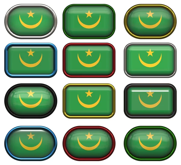 Twaalf knoppen van de vlag van mauritana — Stockfoto