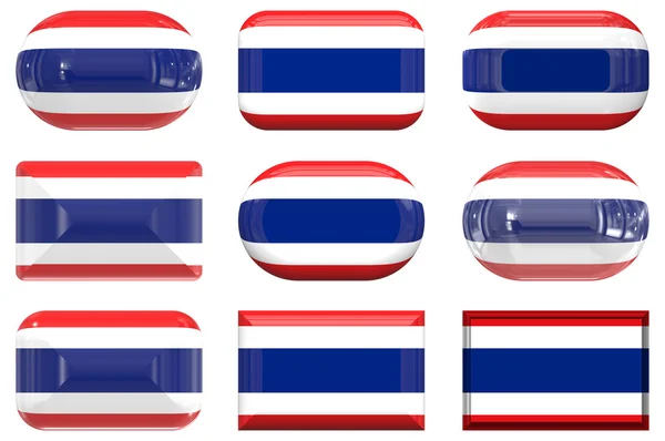 Εννέα γυαλί σημαία της Ταϊλάνδης κουμπιά — Φωτογραφία Αρχείου