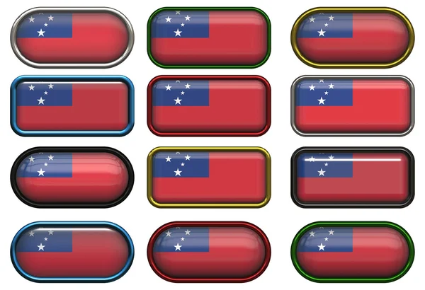 Tolv knappar av Samoas flagga — Stockfoto