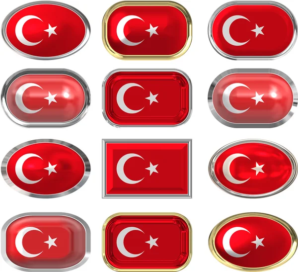 Twaalf knoppen van de vlag van Turkije — Stockfoto