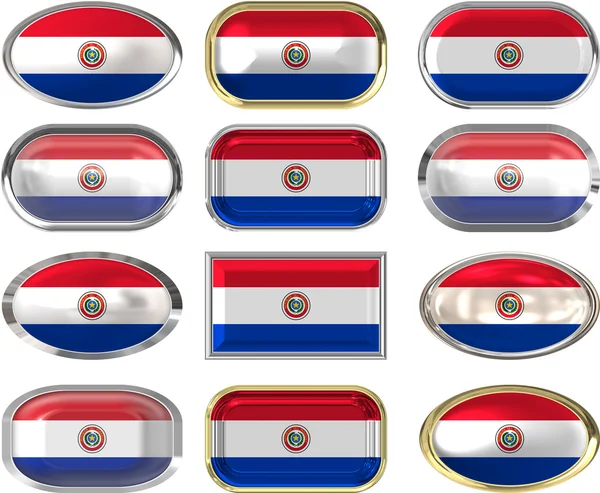 Twaalf knoppen van de vlag van paraguay — Stockfoto