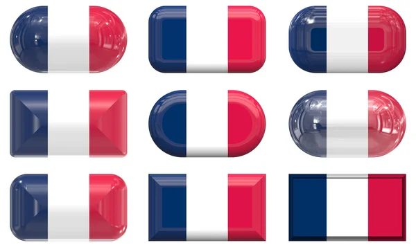 Nueve botones de cristal de la Bandera de Francia —  Fotos de Stock