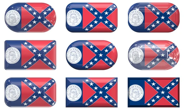 Nove pulsanti Bandiera di vetro della Georgia — Foto Stock