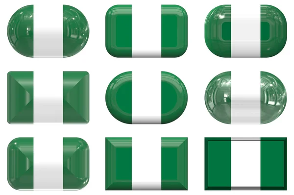 Nine glass Flag of Nigeria buttons — Stock Photo, Image