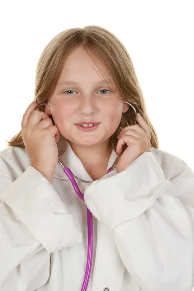 Genç kız doktor taklidi — Stok fotoğraf