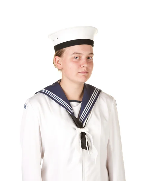 Joven marinero aislado fondo blanco —  Fotos de Stock
