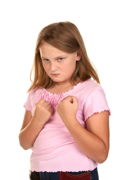 Angry young girl ready to fight — Stock Photo, Image