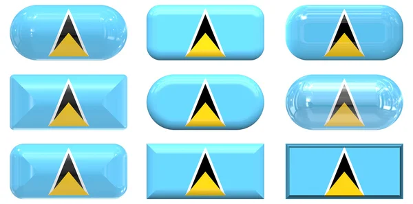 Nueve botones de cristal de la Bandera de Santa Lucía —  Fotos de Stock