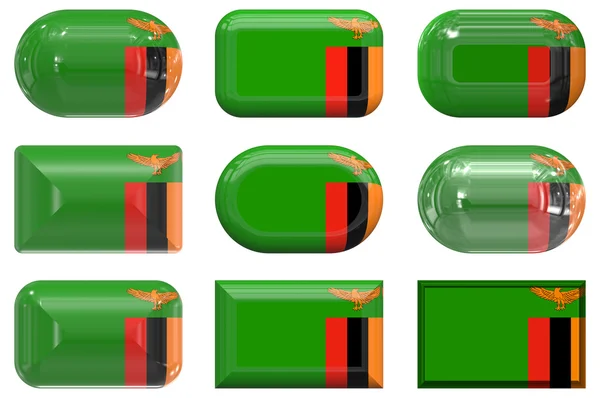 Nine glass buttons of the Flag of Zambia — Stock Photo, Image