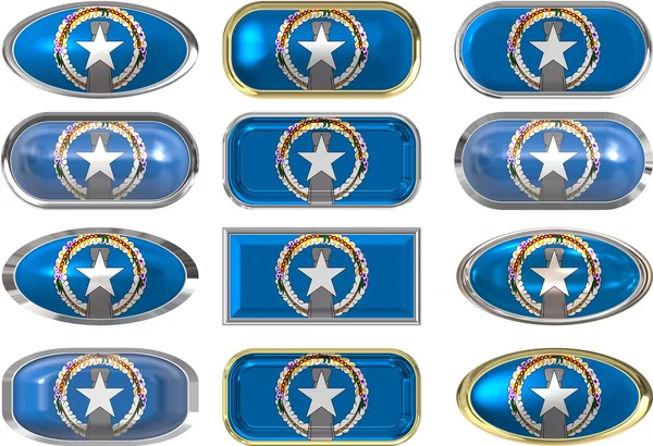 Doze botões da Bandeira da Mariana do Norte I — Fotografia de Stock