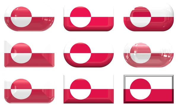 Neuf boutons en verre du drapeau du Groenland — Photo